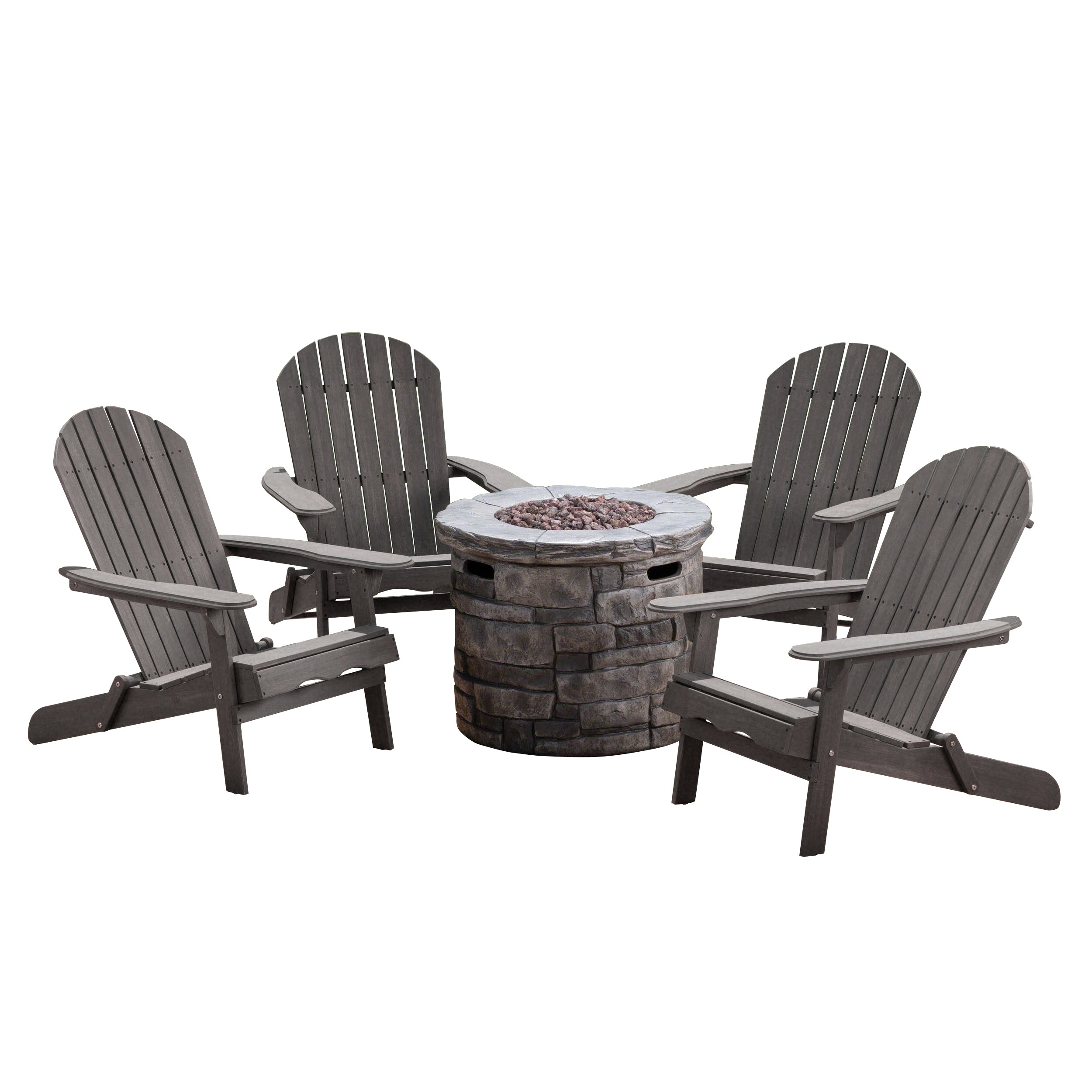 David Outdoor 5 Piece Adirondack Chair Set with Fire Pit