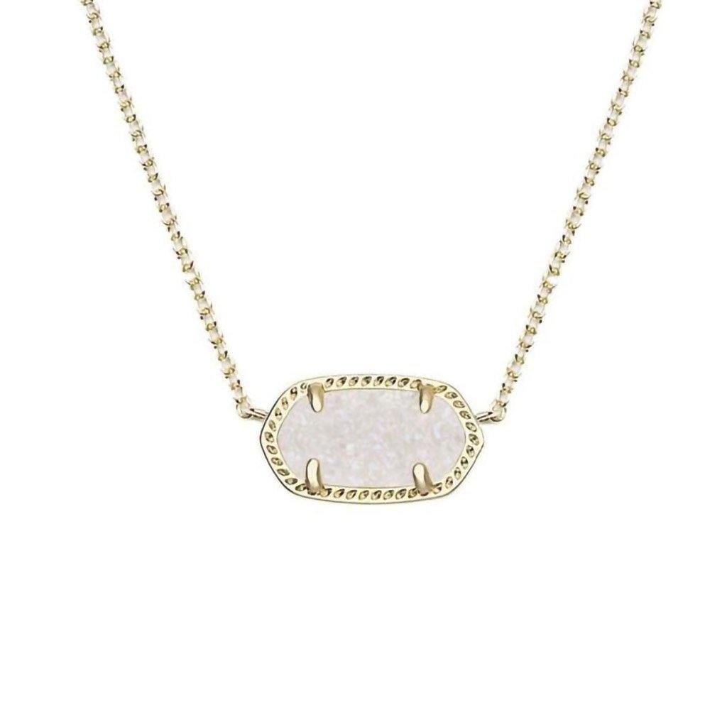 Kendra Scott  Elisa Gold Pendant Necklace In Iridescent Drusy