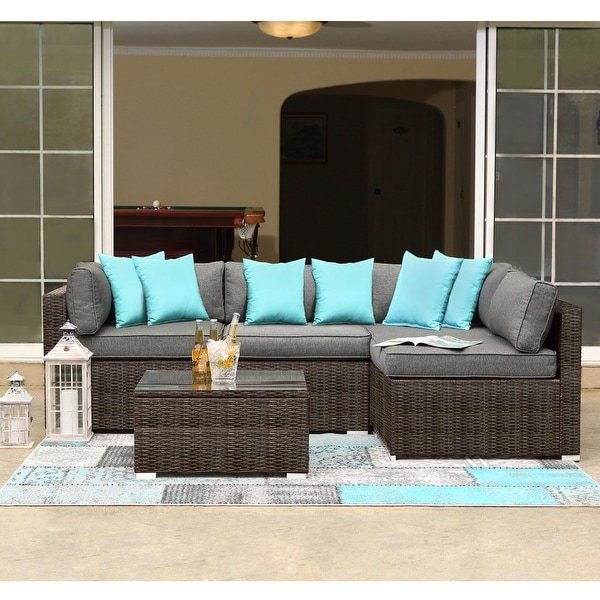 Cosiest 5piece Outdoor Patio Wicker Furniture Set with Coffee Table