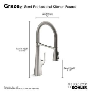 KOHLER Graze Single-Handle Medium Standard Kitchen Faucet in Matte Black K-22061-BL