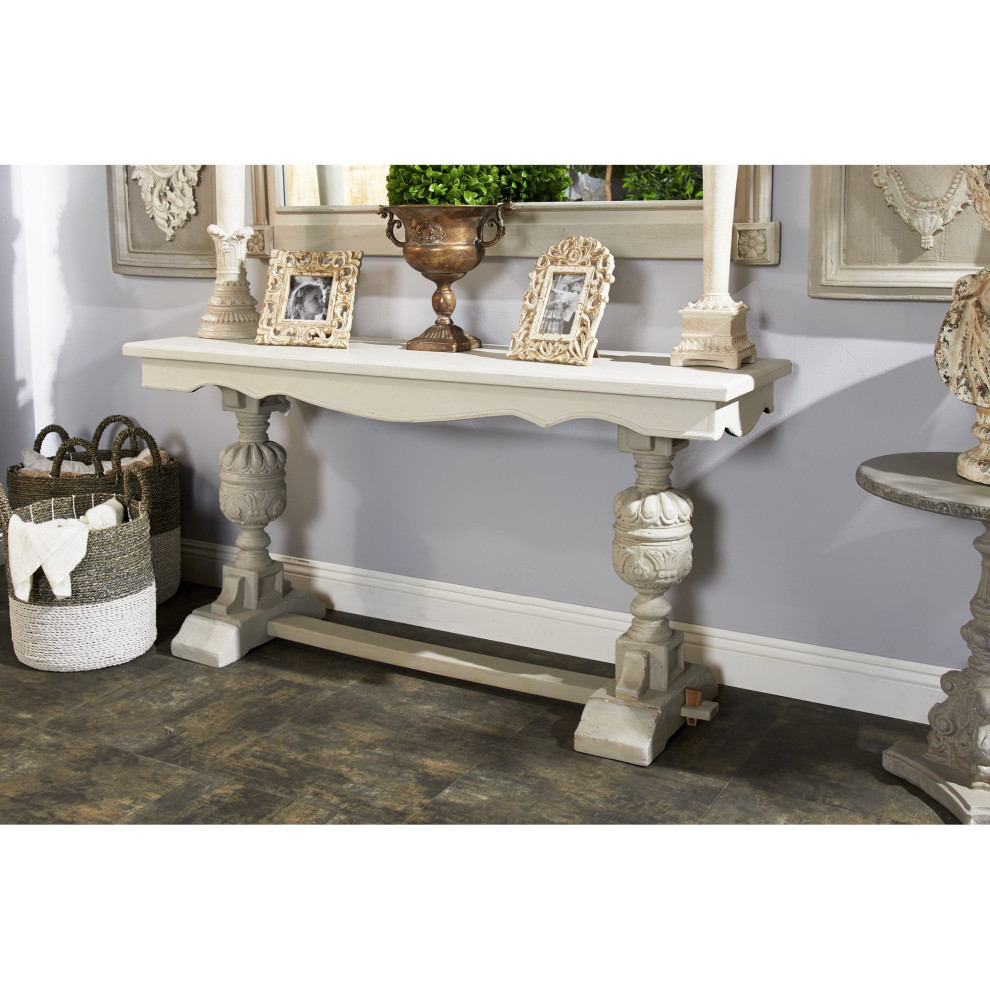 Traditional Console Table  Unique Columns Support  ampLarge Top With Curvy Front   French Country   Console Tables   by Decor Love  Houzz