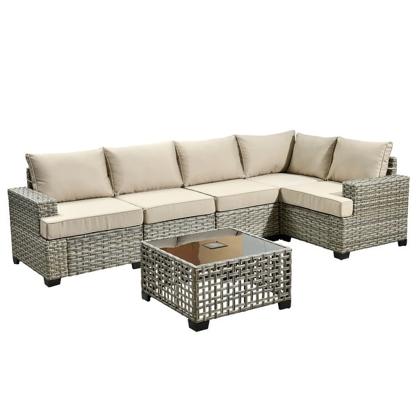 HOOOWOOO 6piece Patio Furniture Conversation Set with Coffee Table