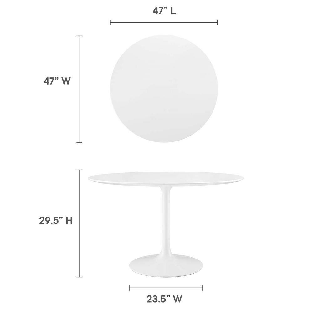 MODWAY 48 in. Lippa in White Round Wood Top Dining Table EEI-1118-WHI