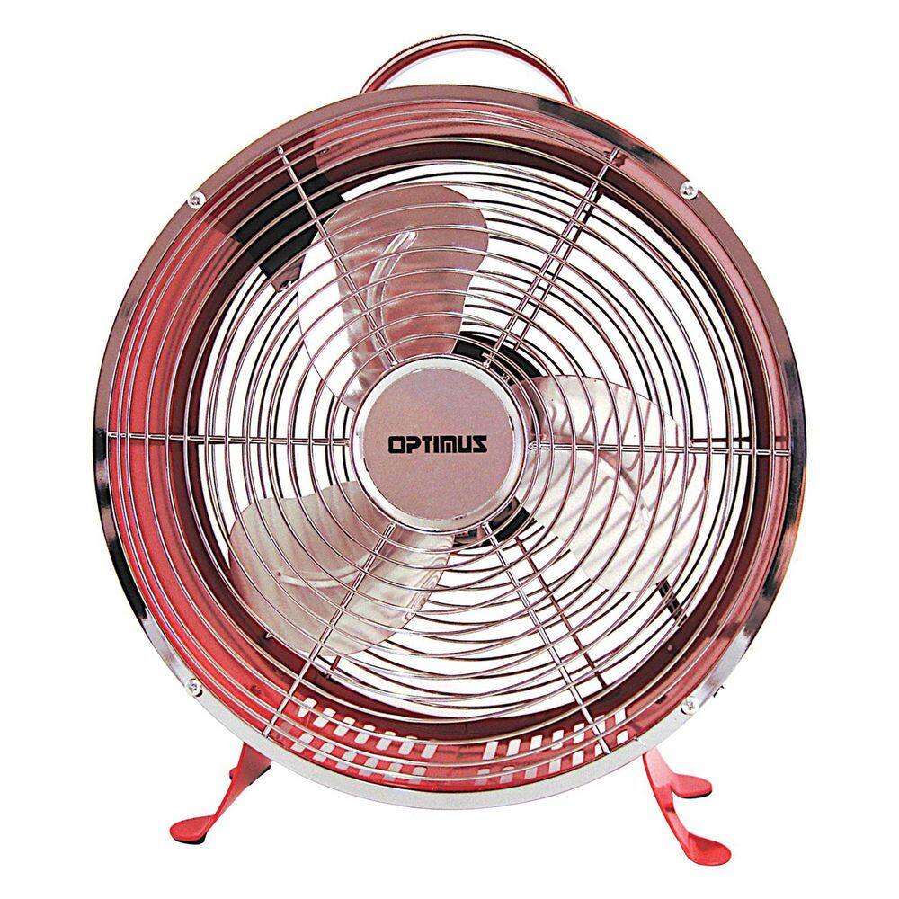 Optimus F-6310RD 10 Inch 2 SPeed Portable Retro Drum Fan in Red 985118744M