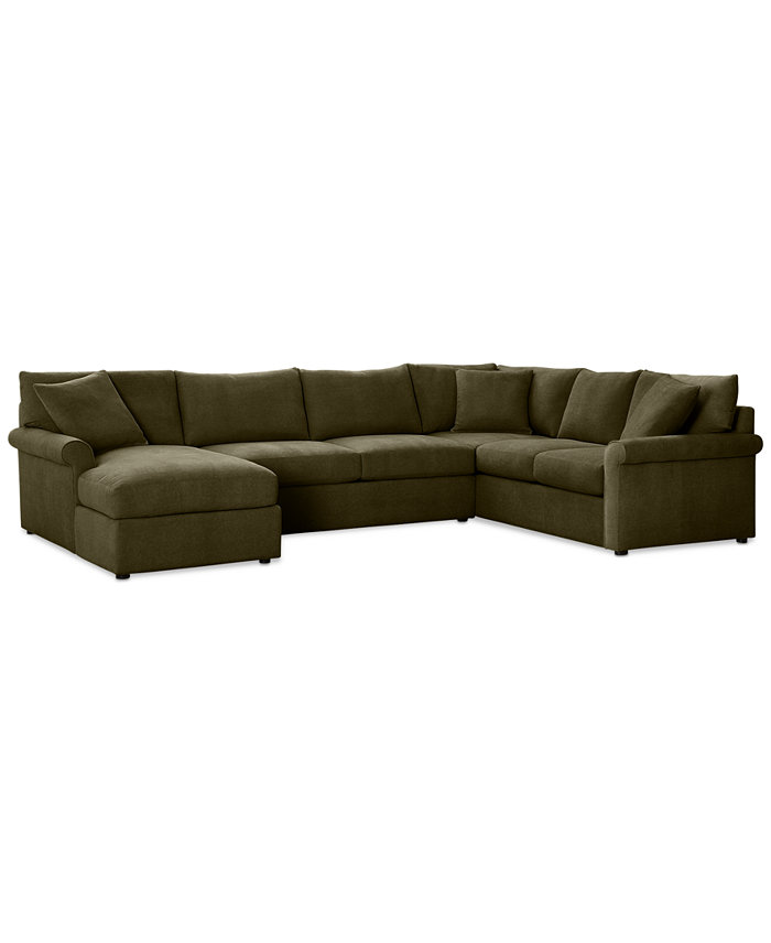 Furniture Wrenley 138 3-Pc. Fabric Sectional Chaise Sofa