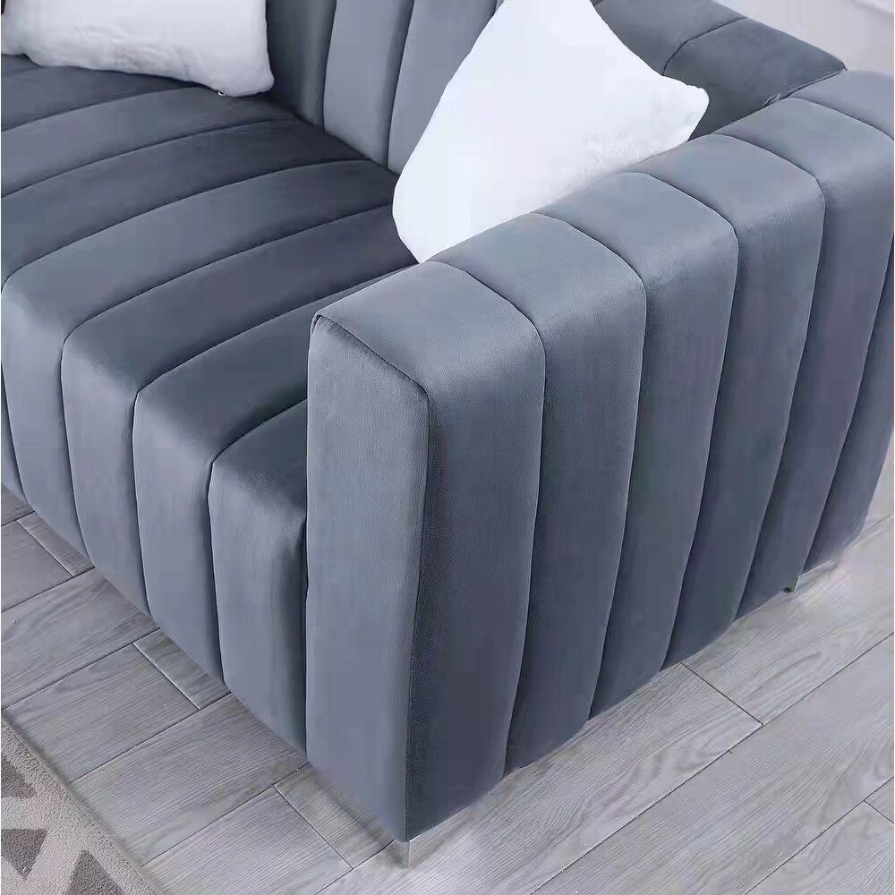 Chesterfield Velvet Sofa for Living Room Upholstered 3 Seater Tufted Couch with High Armrest and Metal Legs  Bedroom  Office