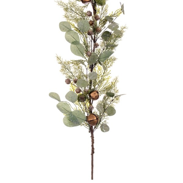 Vickerman 5' Artificial Winter Cedar，Pinecone，Eucalyptus，and Brown Jingle Bell Garland