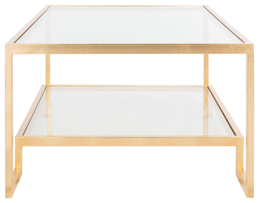 Modern Coffee Table  Gold Metal Frame With Rectangular Tempered Glass  Clear   Modern   Coffee Tables   by Decor Love  Houzz