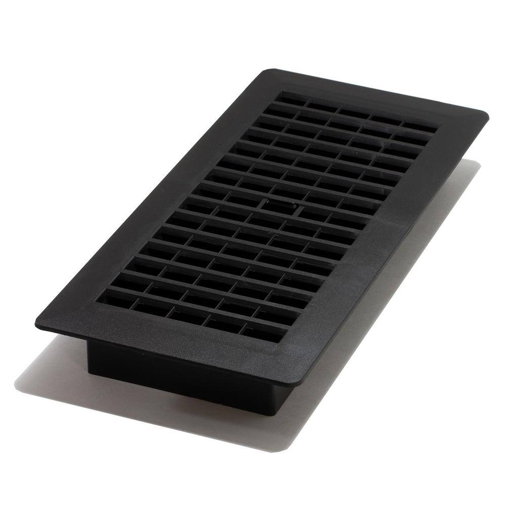 Decor Grates 4 in. x 10 in. Plastic Floor Register Black PL410-BLK