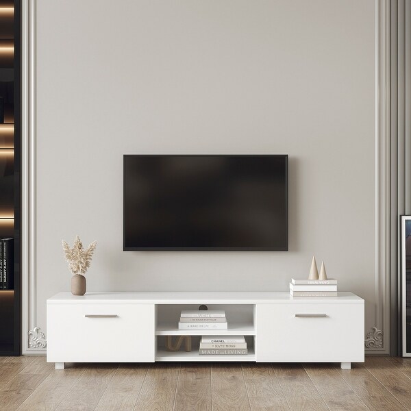 63 inch TV Stand Media Center with 2 Large-Capacity Side Door Cabinet