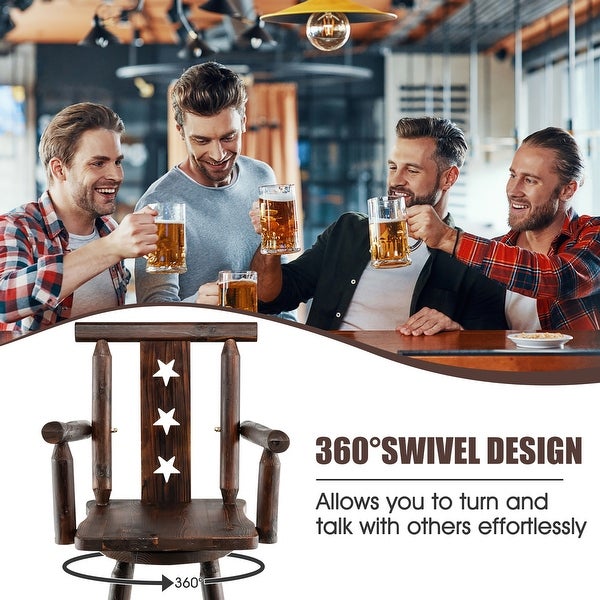 Costway Set of 2 Wooden Bar Stools Swivel Bar Height Kitchen Patio - See Details