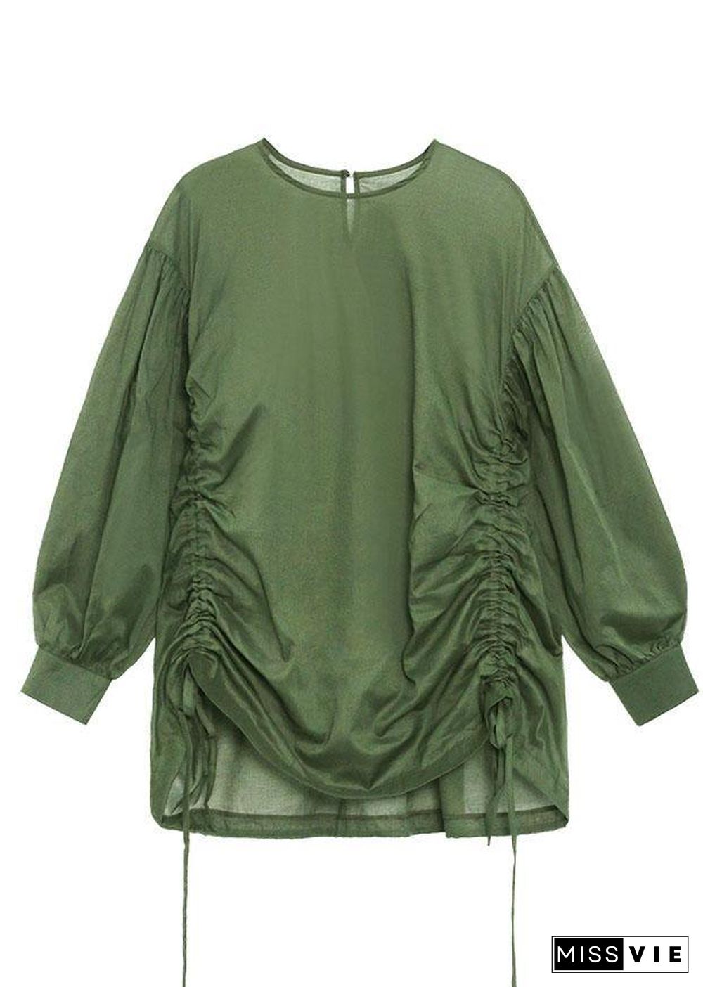 French Green Cinched Long sleeve shirts