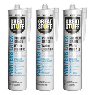 GREAT STUFF 10.1 fl. oz. White Premium Painters Latex High Performance Siliconized Acrylic Caulk (3-Pack) 99PAIT3027X03