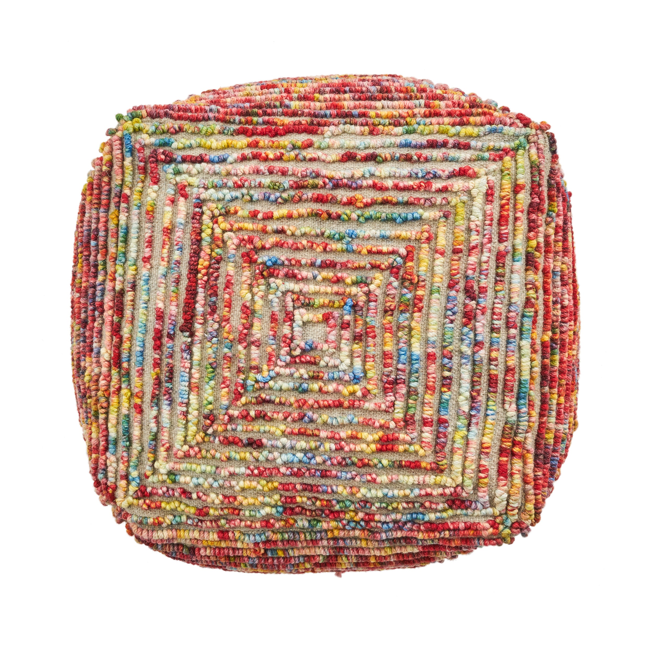 Jaylee Boho Wool Ottoman Pouf