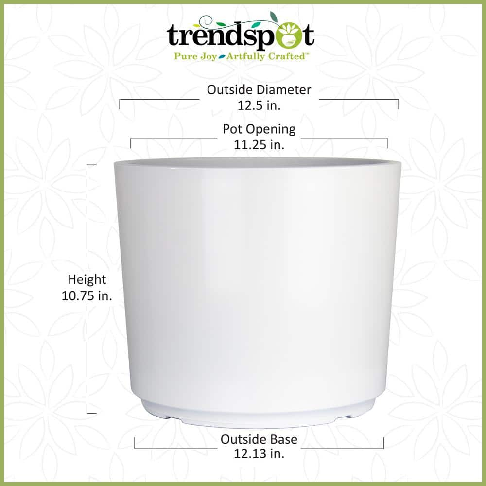 Trendspot 12.5 in. White Resin Cylinder Planter HUPS00487N-13W