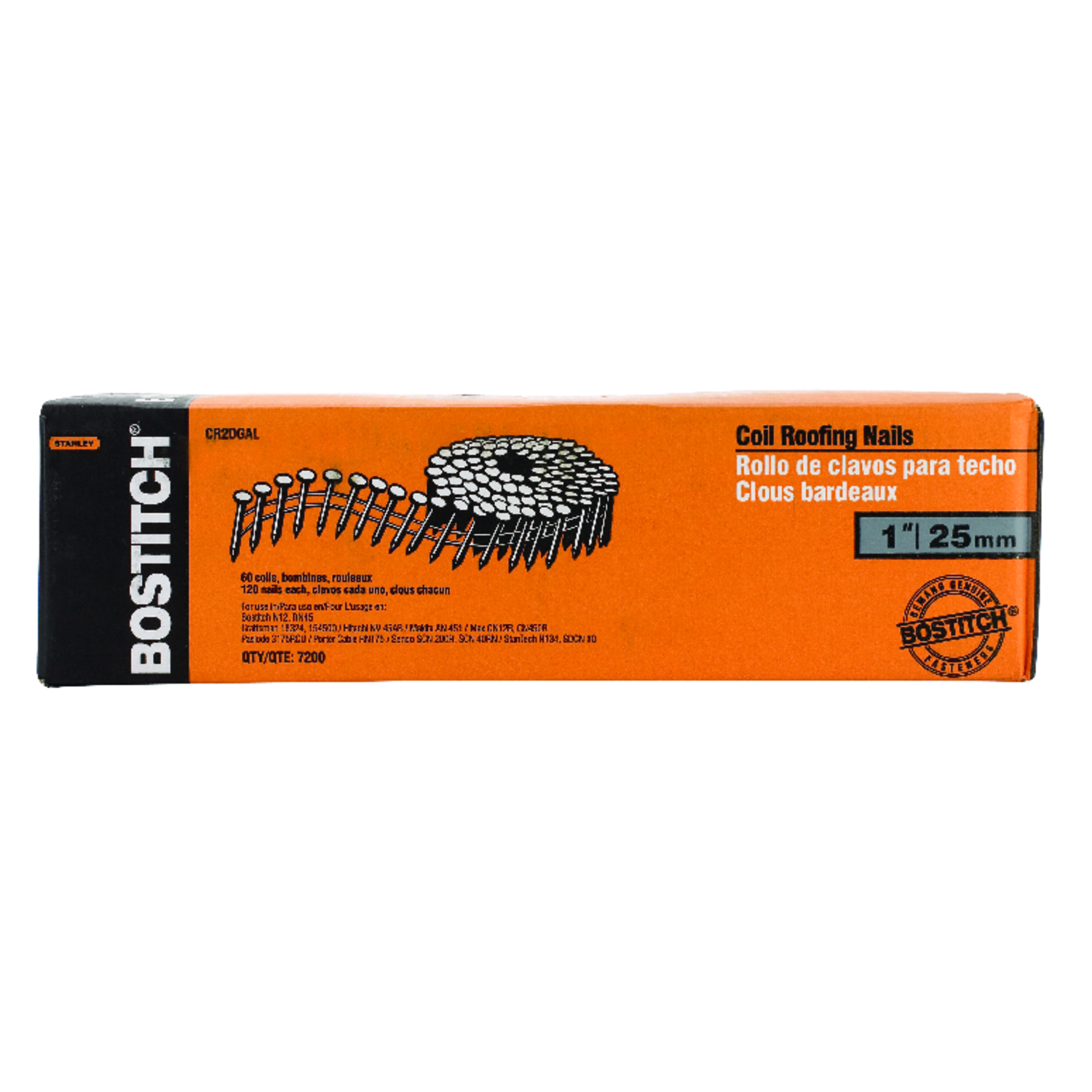 Bostitch 1 in. 14 Ga. Angled Coil Galvanized Roofing Nails 15 deg 7200 pk