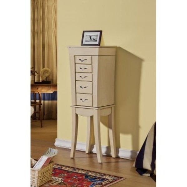 Paris Anitque White Jewelry Armoire Cabinet Organizer - - 30598979