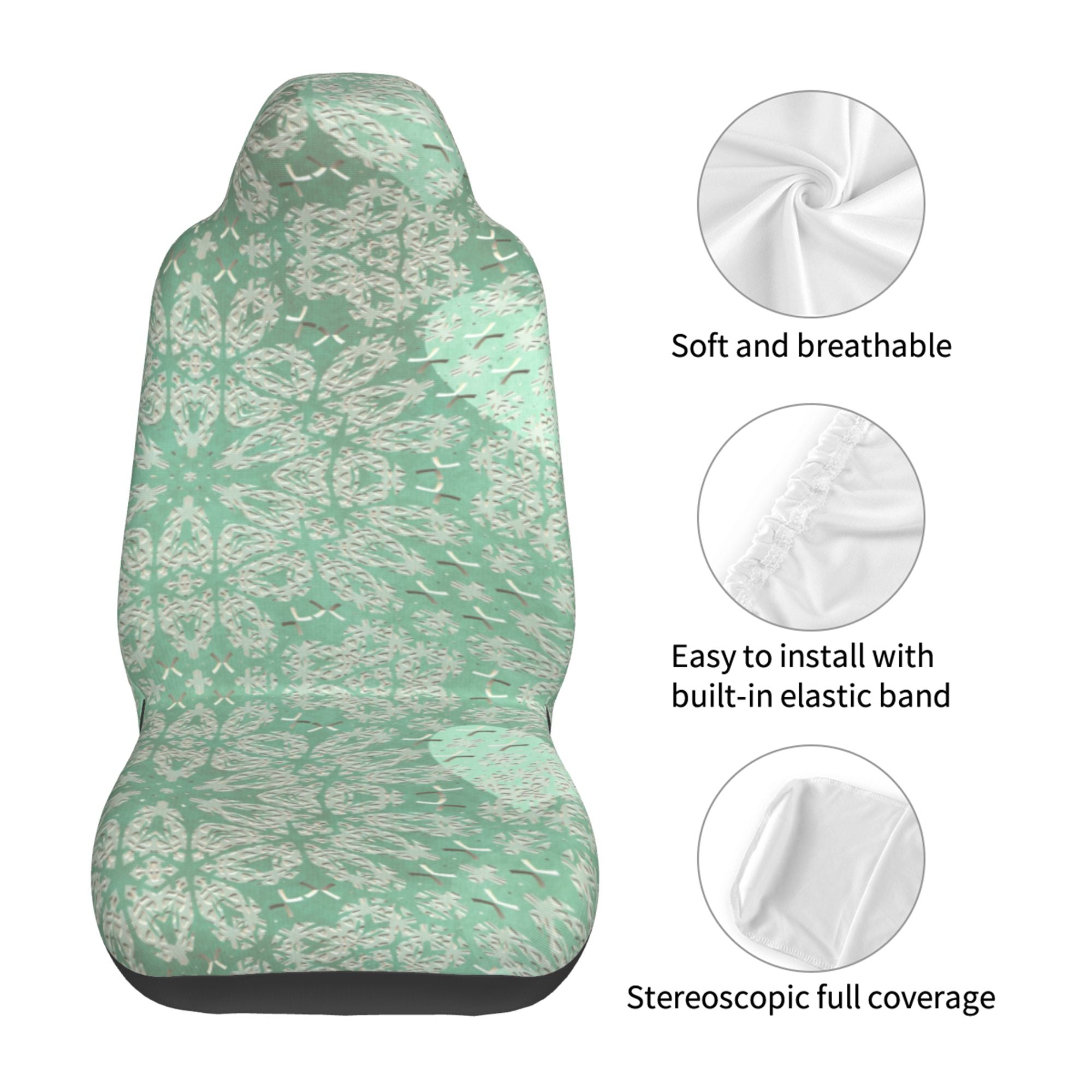 ZICANCN Car Seat Covers Front Seats Only，Green Vintage Texture Automotive Seat Covers Protectors for Cars Trucks Suv 2 Pack