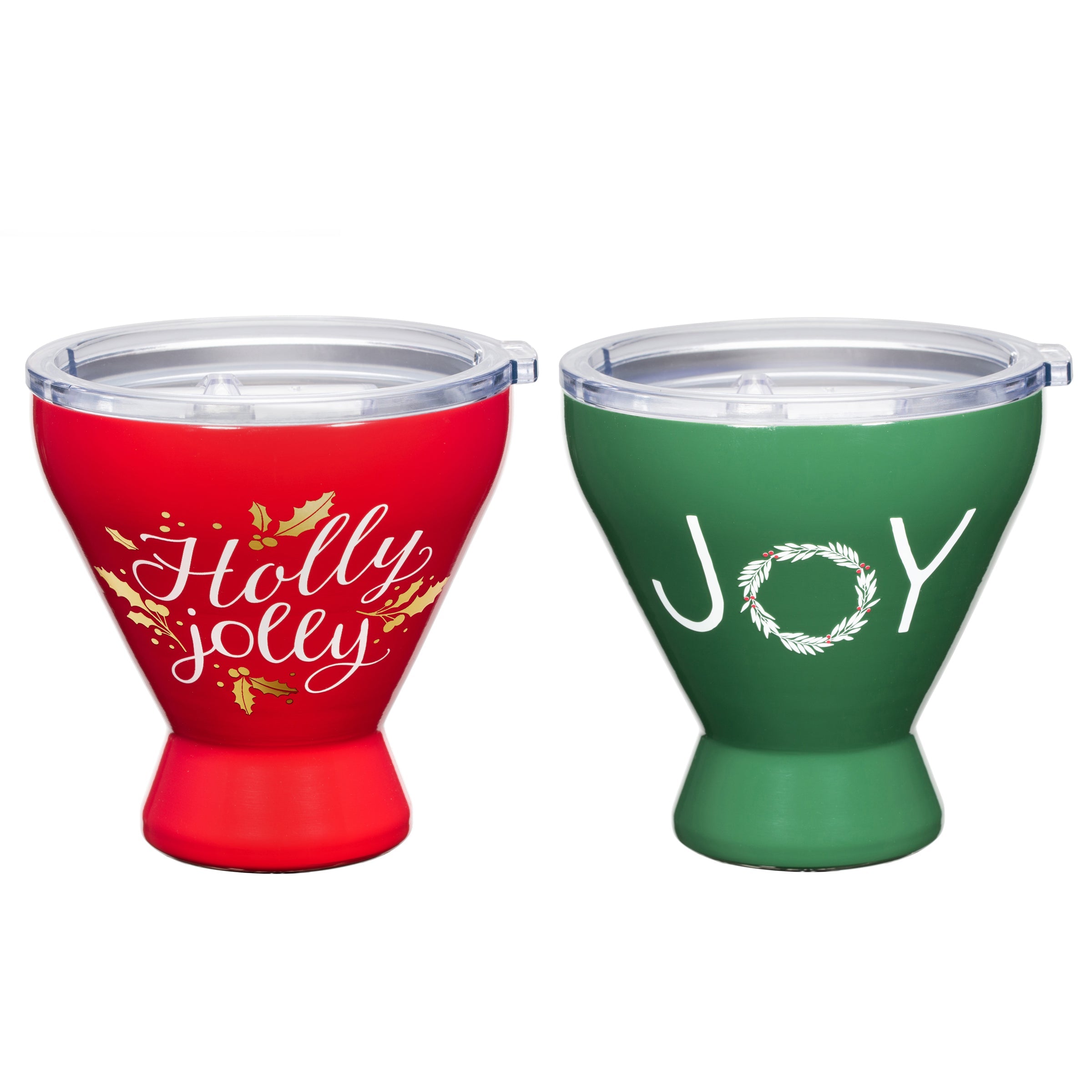 11 Oz Red & Green Cocktail Tumblers, Set Of 2