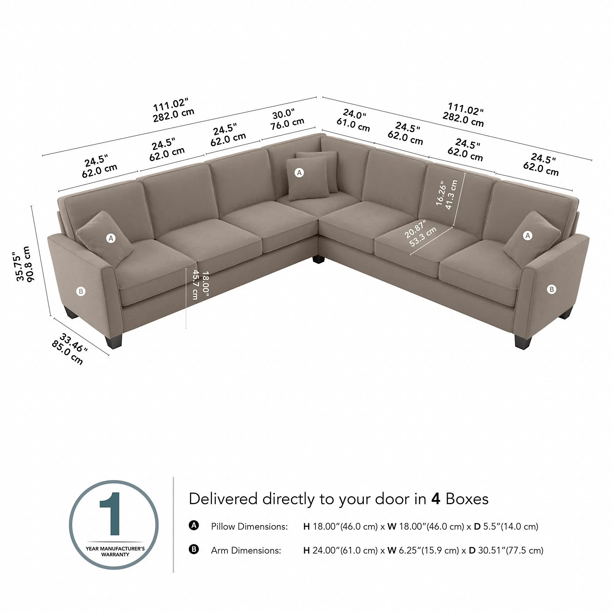 Flare Tan Microsuede L Shaped Sectional - Bush Furniture