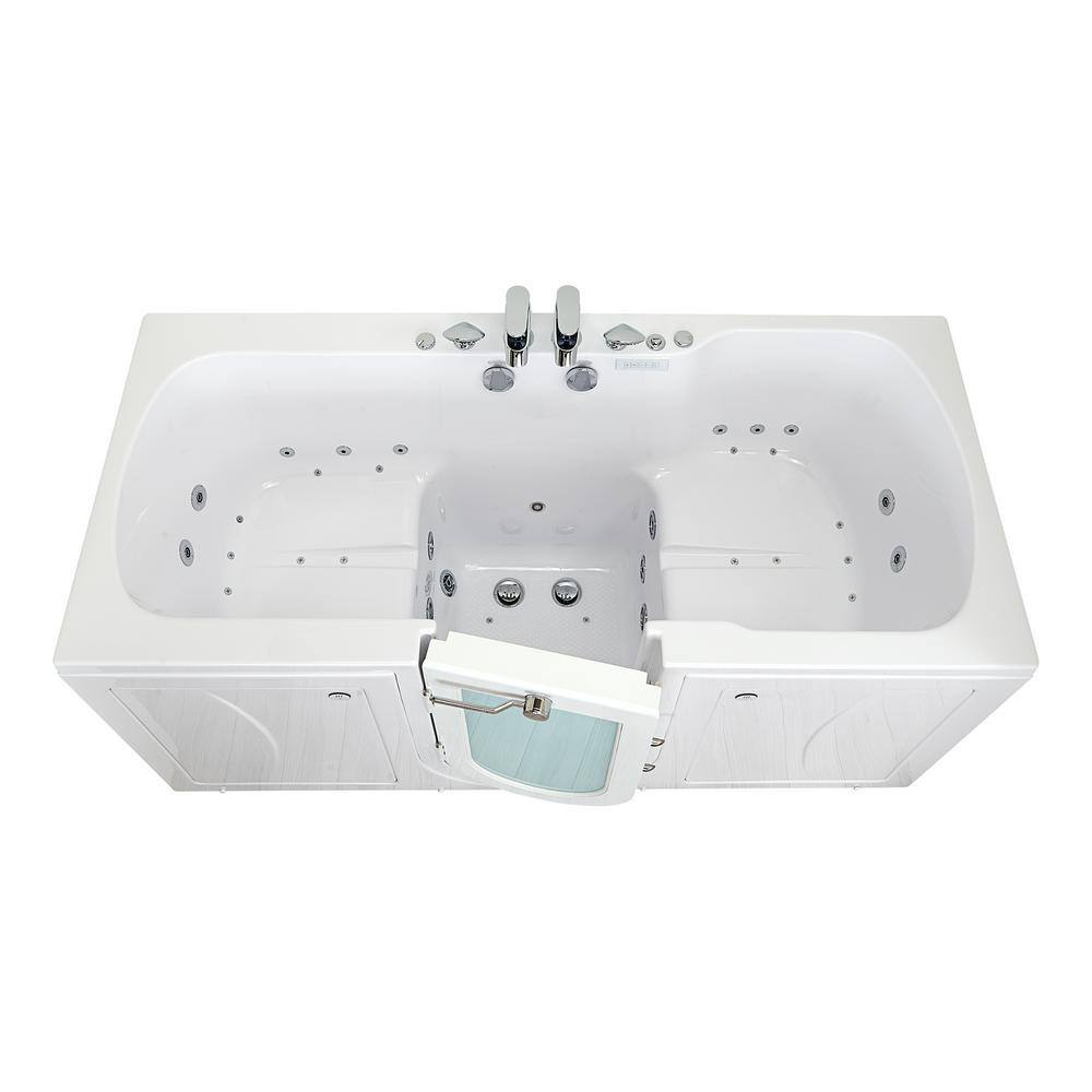 Ella Big4Two 80 in. Whirlpool and Air Bath Walk-In Bathtub in White Foot Massage Heated Seats Fast Fill Faucet Dual Drain O2SA3680THL2x2