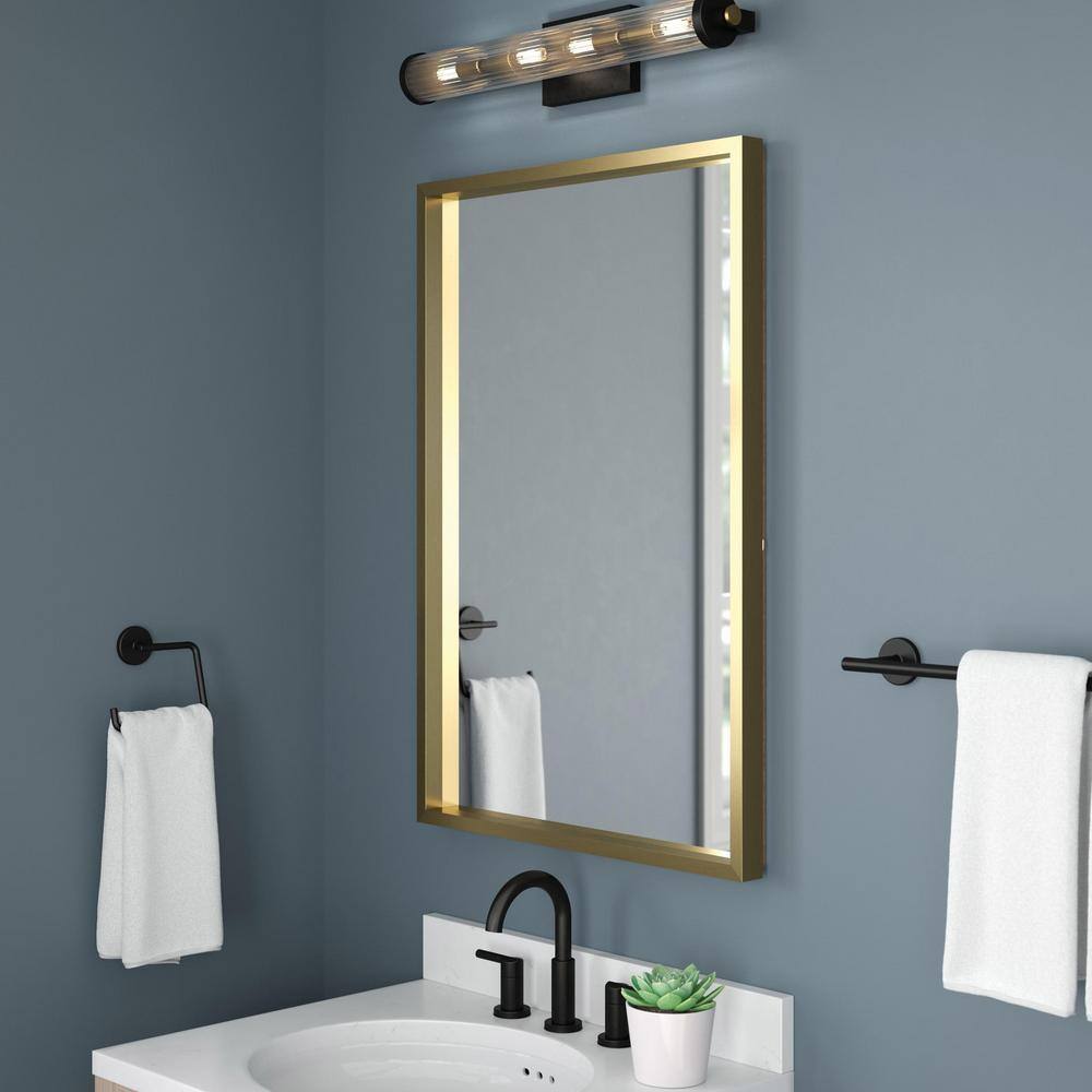 Delta 24 in W. x 36 in H. Framed Rectangular Wall Bathroom Vanity Mirror in Matte Gold RRFTF24-MGD-R