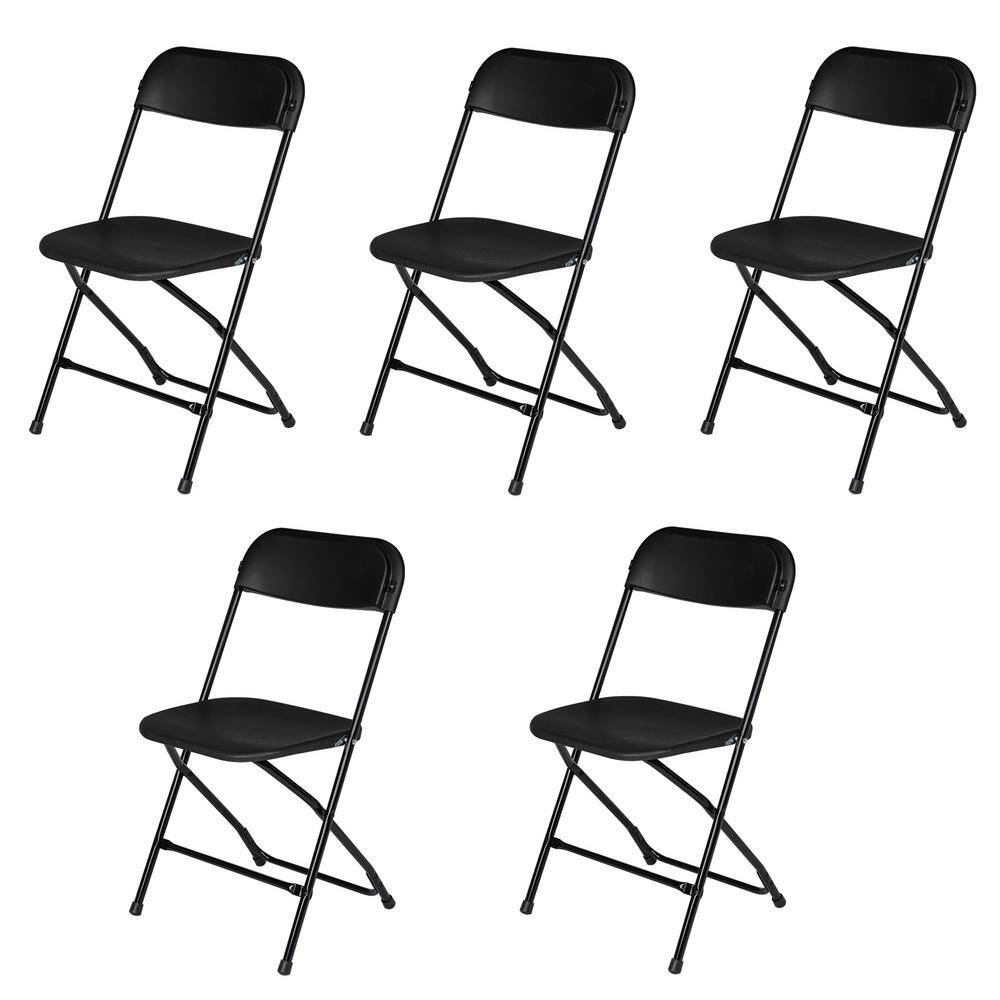 Karl home Black Steel Frame Plastic Folding Chair 304522823278