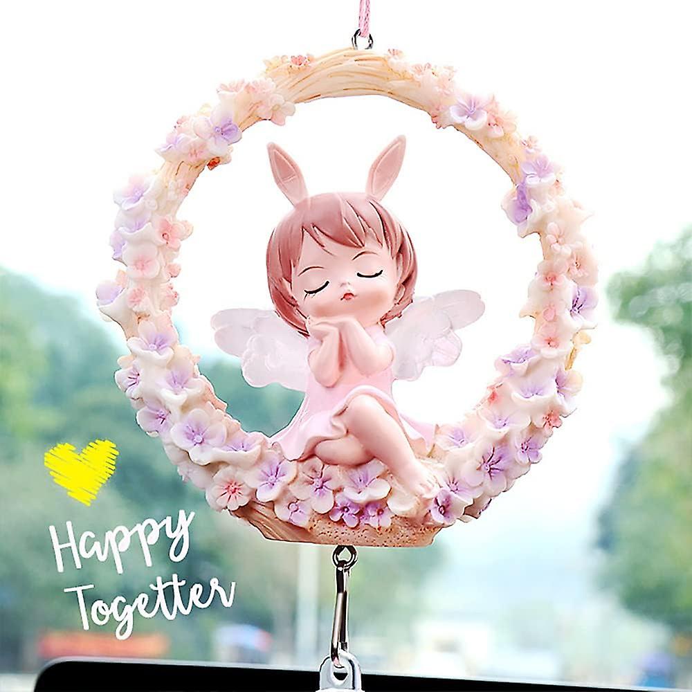 Car Rear View Mirror Pendant Cartoon Cute Annie Angel Hanging Ornament Auto Interior Decoration， Lovely Pendant， Car Ornaments