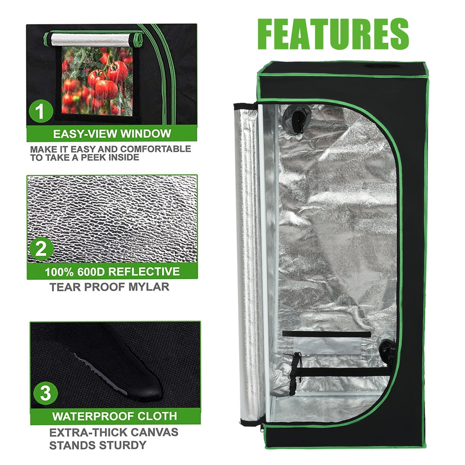 Tangnade Mylar Hydroponic G-row Tent With Observation Window And Floor Tray For