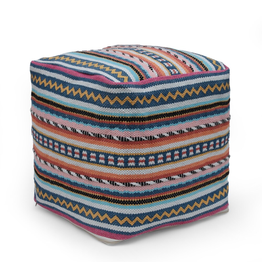 Hamler Boho Handcrafted Peruvian Print Cube Pouf by Christopher Knight Home