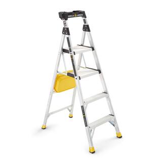 Gorilla Ladders 5.5 ft. Aluminum Dual Platform Heavy-Duty Ladder with Project Bucket(10 ft. Reach) 300 lb. Capacity Type IA Duty Rating GLX-5B