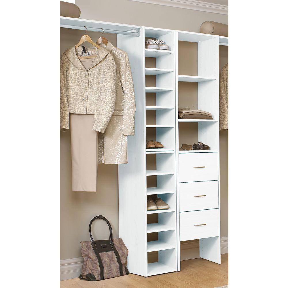 ClosetMaid Selectives 12 in. W White Walk-In Tower Unit Wall Mount Stackable 6-Shelf Wood Closet System 7140