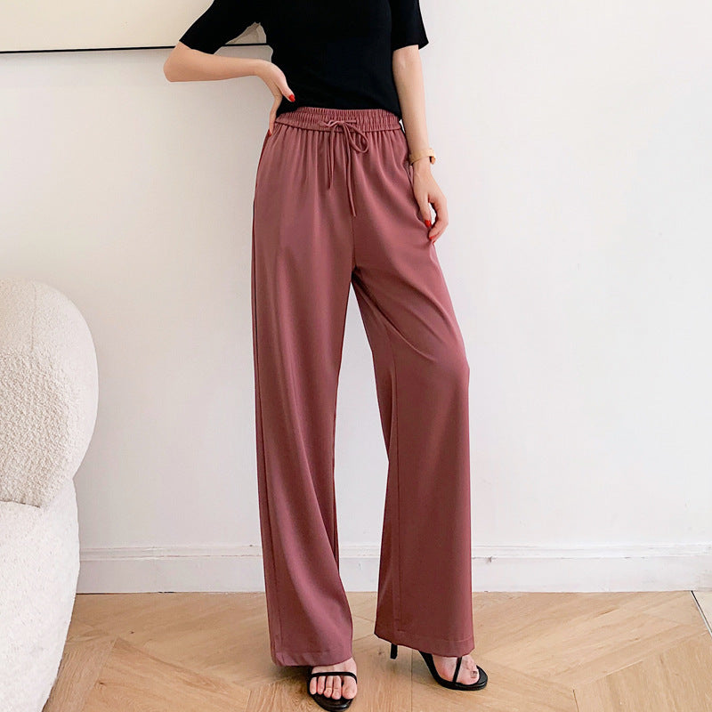 Acetate Wide-leg Pants Ice Silk Small High-grade Printing