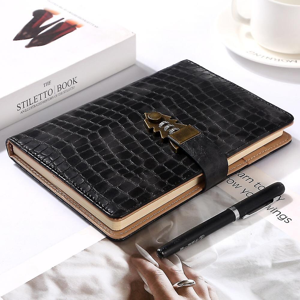 Jwl-retro Leather Password Notebook With Lock Business Planner Agend Notepad Personal Diary School Office Stationery Supplies Gift