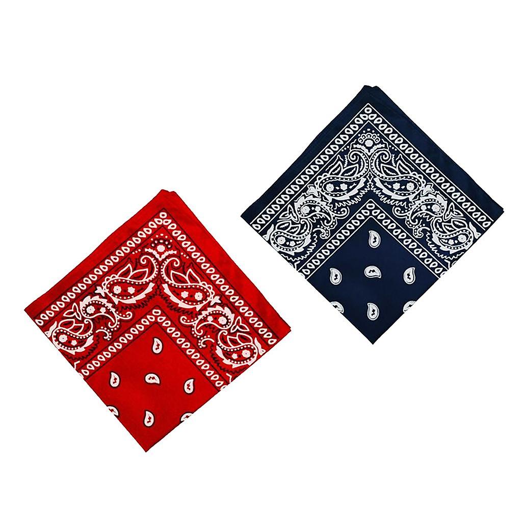 2x Unisex Cotton Double Sided Paisley Print Bandana Head Wrap Handkerchief