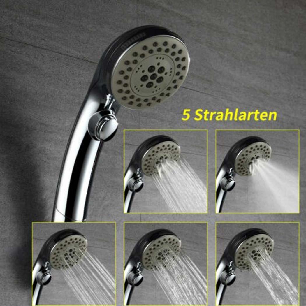 High Pressure Shower Head 5 Modes Adjustable Abs Plastic Chrome Round Rain Shower Head Hand-held With On/off Switch Spray Shower