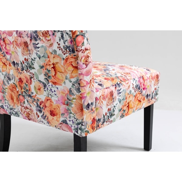 Floral Fabric Design Upholstered Accent Chair Side Chair SET OF 2