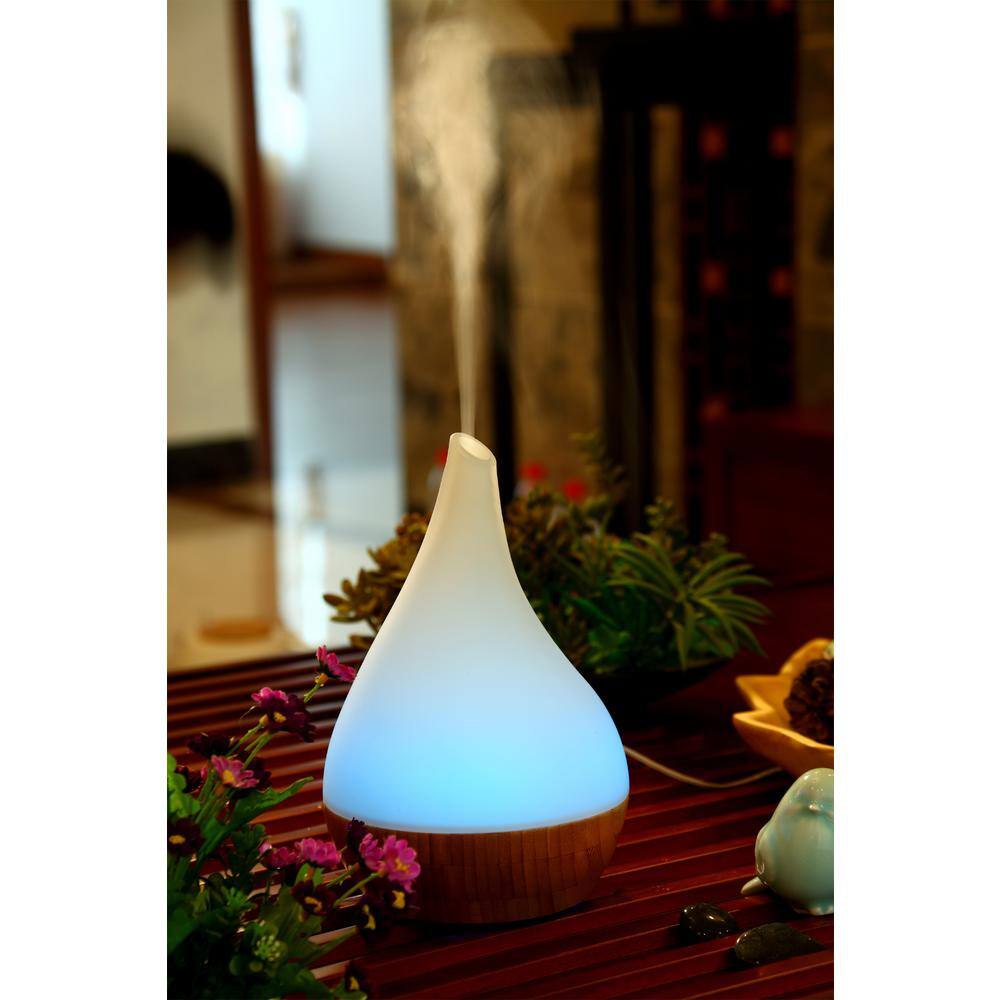 SPT 80mL Ultrasonic Aroma DiffuserHumidifier with Bamboo Base (Droplet) SA-110