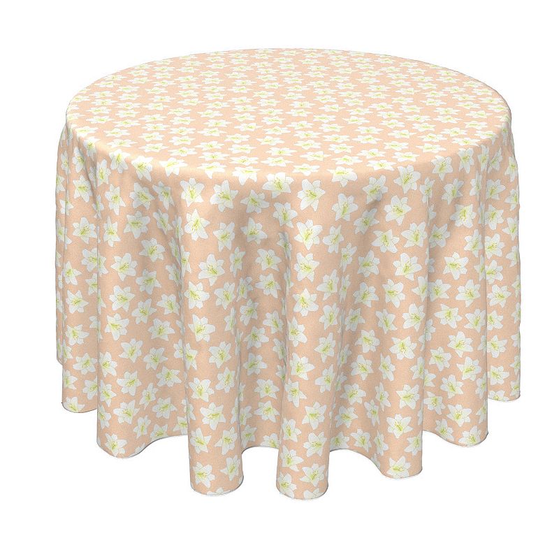 Round Tablecloth， 100% Polyester， 60 Round， Springtime Lilies