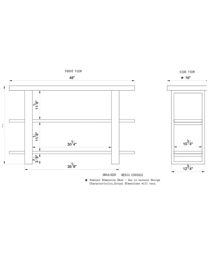 Alaterre Furniture Alpine Natural Live Edge Wood Media Console Table