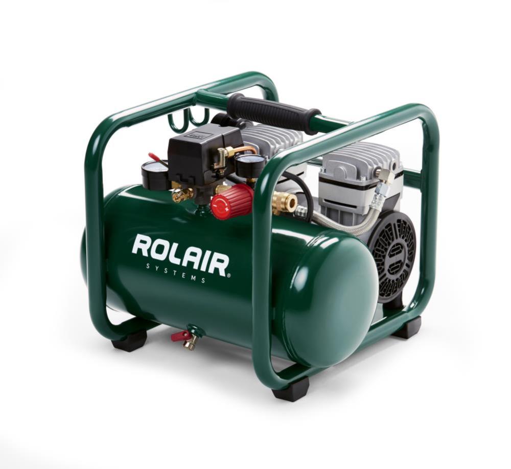 Rolair 1 HP - Ultra-Quiet (115V) 2.4CFM@90PSI 2.5 Gall Oil Less Compressor JC10PLUS from Rolair