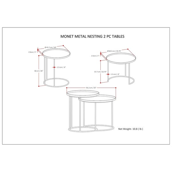 WYNDENHALL Lipton Metal Nesting 2 Pc Table - 23.7