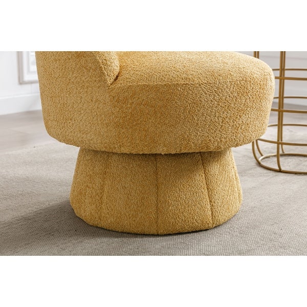 360 Degree Swivel Barrel Accent Chair， Unique Design Chenille Chair， Lazy Single Sofa for Living Room