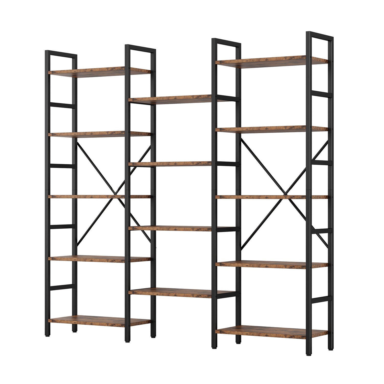 Large Etagere Bookcases Bookshelves 3 Wide 5 Tiers Industrial Bookshelf Open Display Shelves