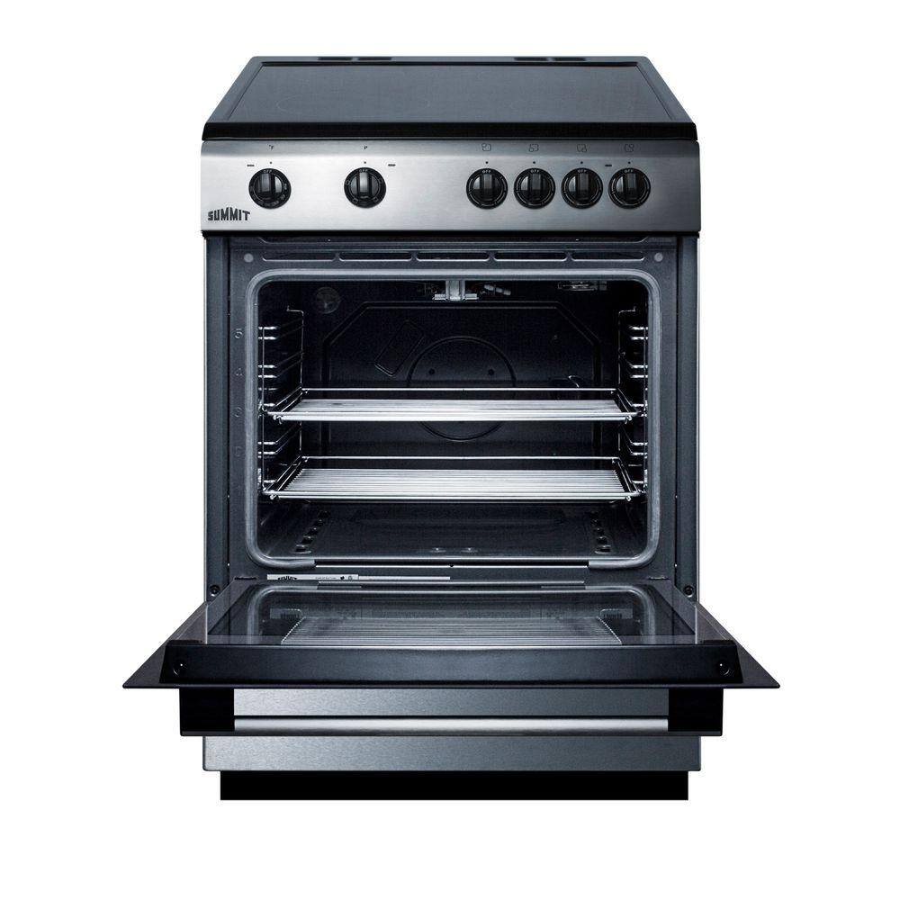 Summit Appliance 24 in. 2.4 cu. ft. Slide-In Electric Range in Stainless Steel CLRE24E