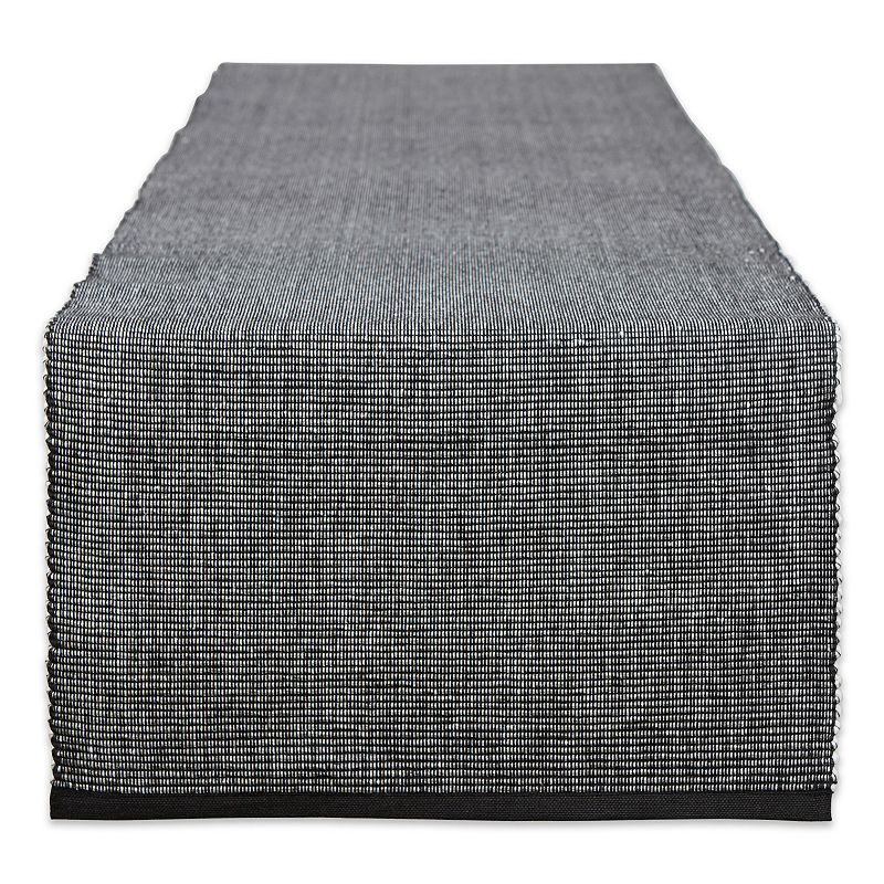 13 x 108 Black and White Rectangular 2-Tone Ribbed Table Runner