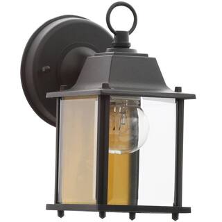 Hampton Bay 8.5 in. Black Decorative Outdoor Coach Wall Lantern with Clear Glass Shade G14806-BK