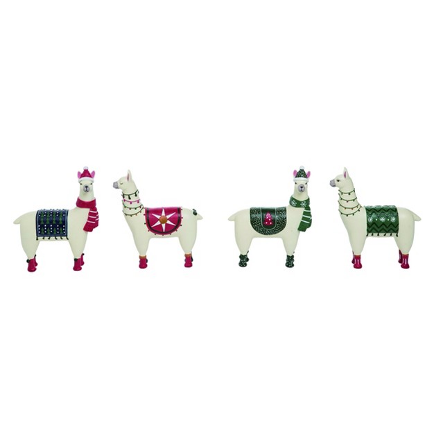 Transpac Resin 6 In Multicolored Christmas Llama Figurine Set Of 4