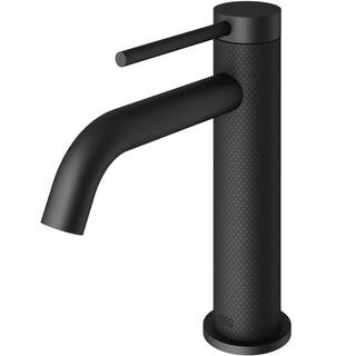 VIGO Madison Single Handle Single-Hole Bathroom Faucet in Matte Black and Carbon Fiber VG01044MB