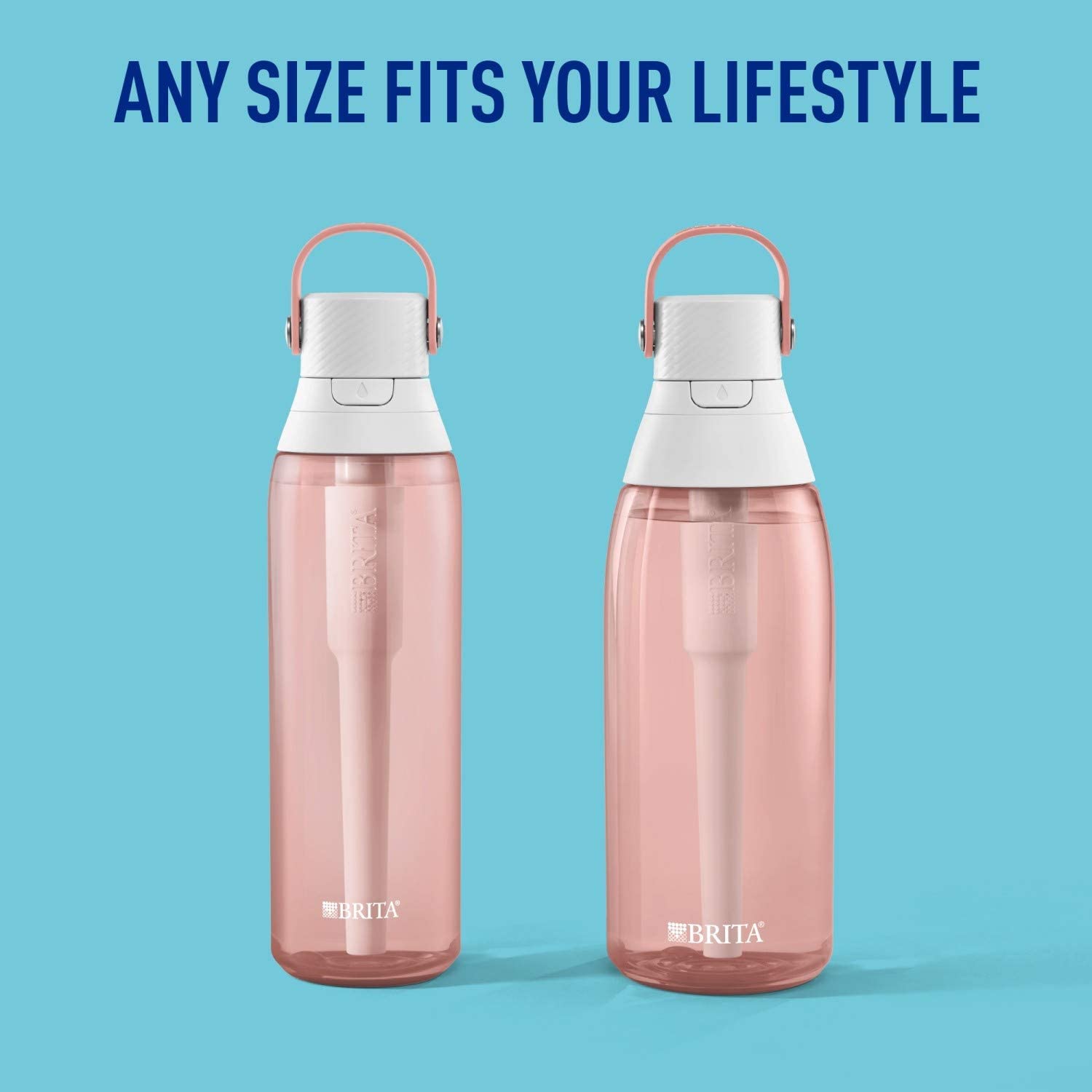 Brita 36oz Premium Water Bottle with Filter， BPA Free， Blush Pink